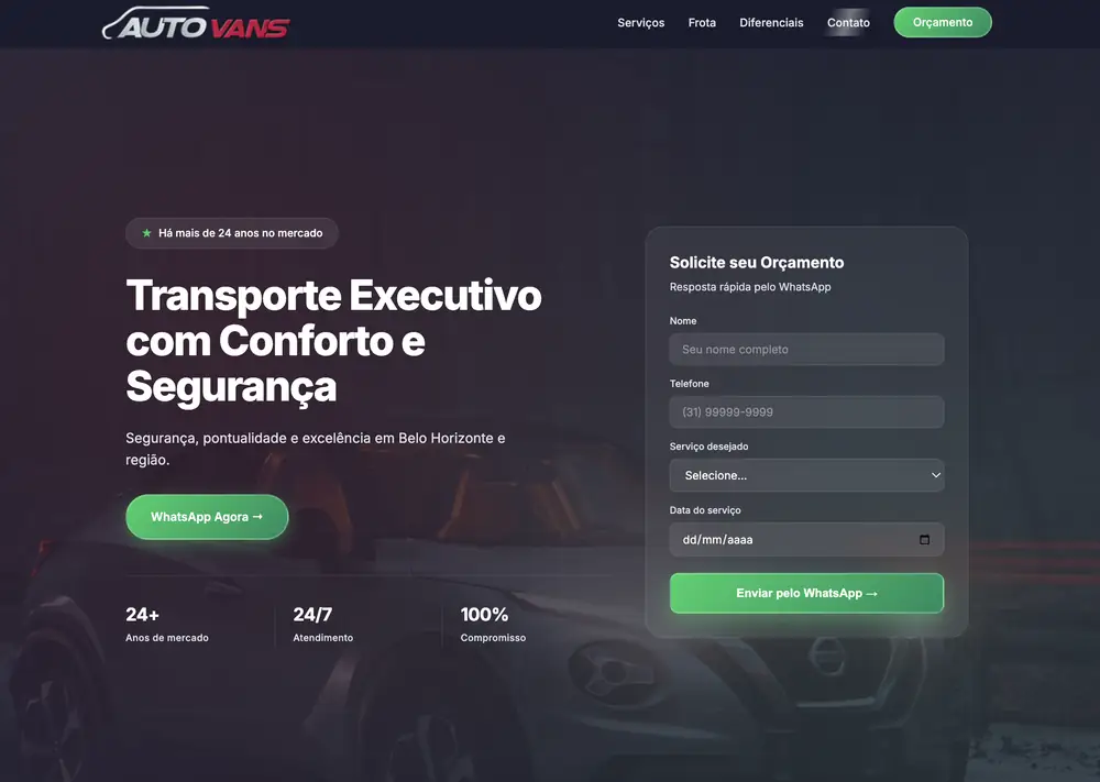 Site da AutoVans Transportes
